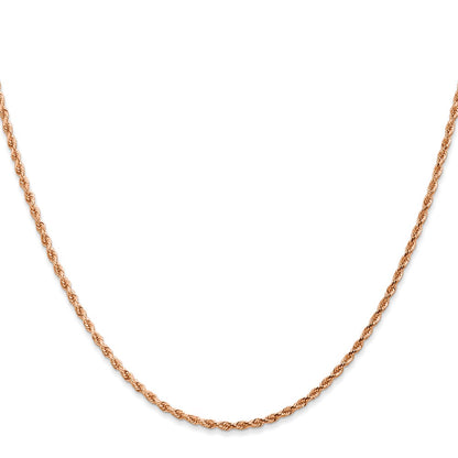 14k Rose Gold 1.75mm Diamond-cut Rope with Lobster Clasp Chain Necklace