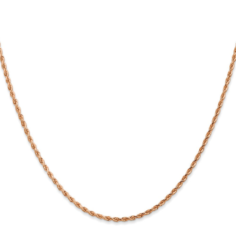 14k Rose Gold 1.75mm Diamond-cut Rope with Lobster Clasp Chain Necklace