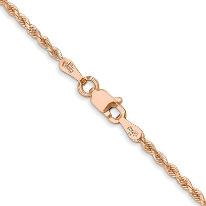 14k Rose Gold 1.75mm Diamond-cut Rope with Lobster Clasp Chain Necklace