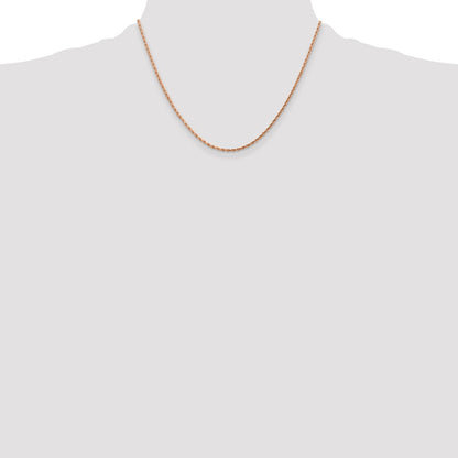 14k Rose Gold 1.75mm Diamond-cut Rope with Lobster Clasp Chain Necklace