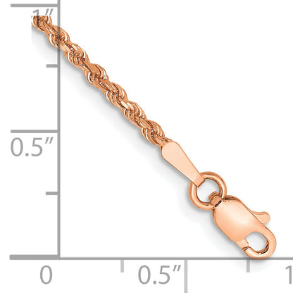 14k Rose Gold 7 inch 1.75mm Diamond-cut Rope with Lobster Clasp Chain