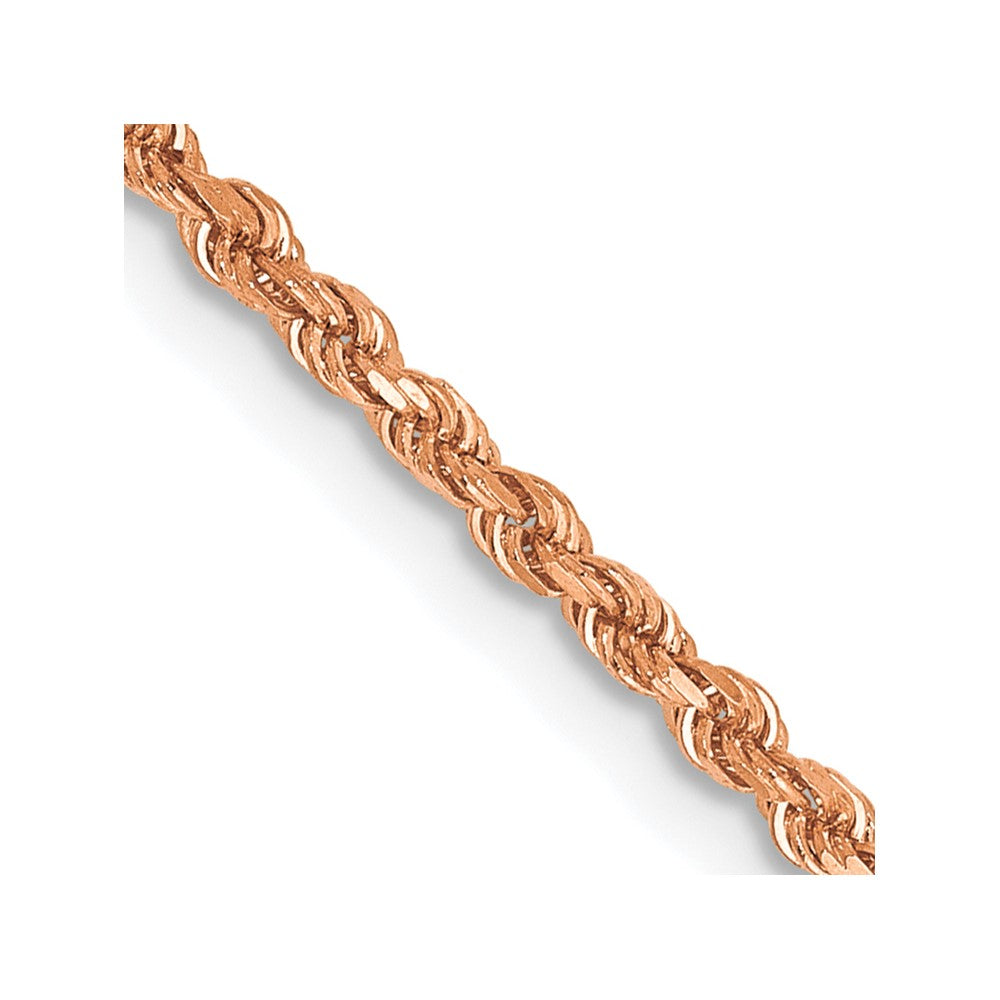 14k Rose Gold 1.75mm Diamond-cut Rope with Lobster Clasp Chain Necklace