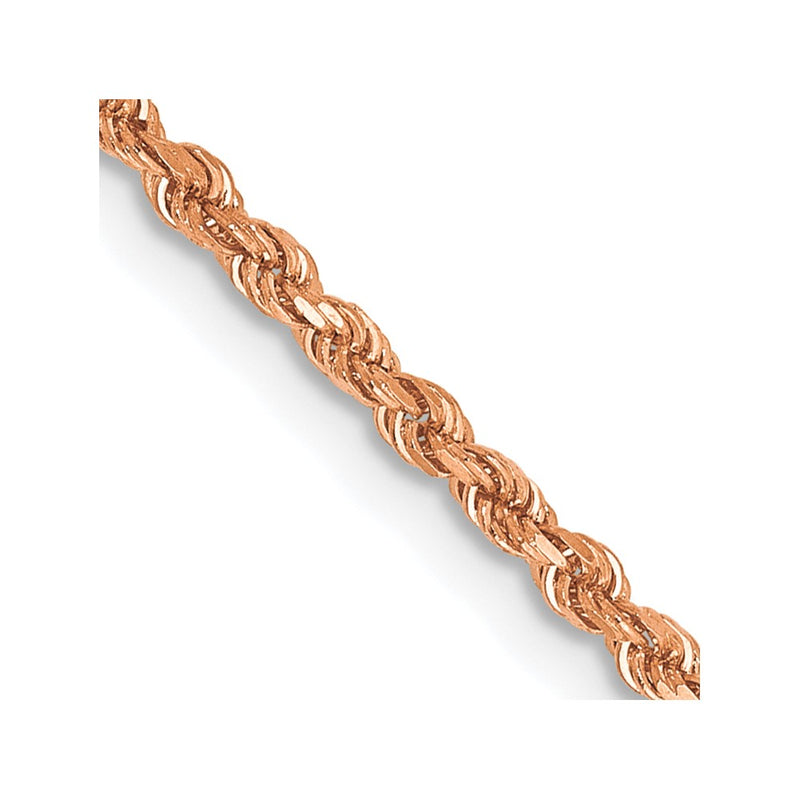 14k Rose Gold 1.75mm Diamond-cut Rope with Lobster Clasp Chain Necklace