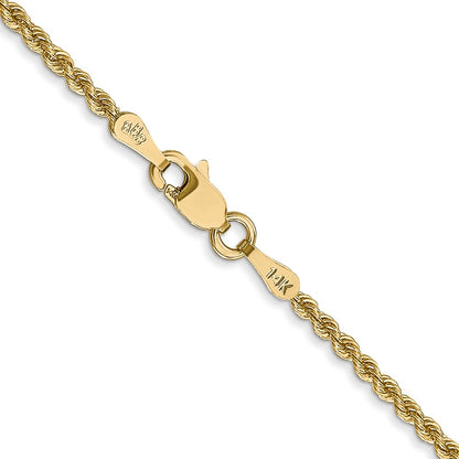 14k Yellow Gold 36 inch 2mm Regular Rope with Lobster Clasp Chain Necklace