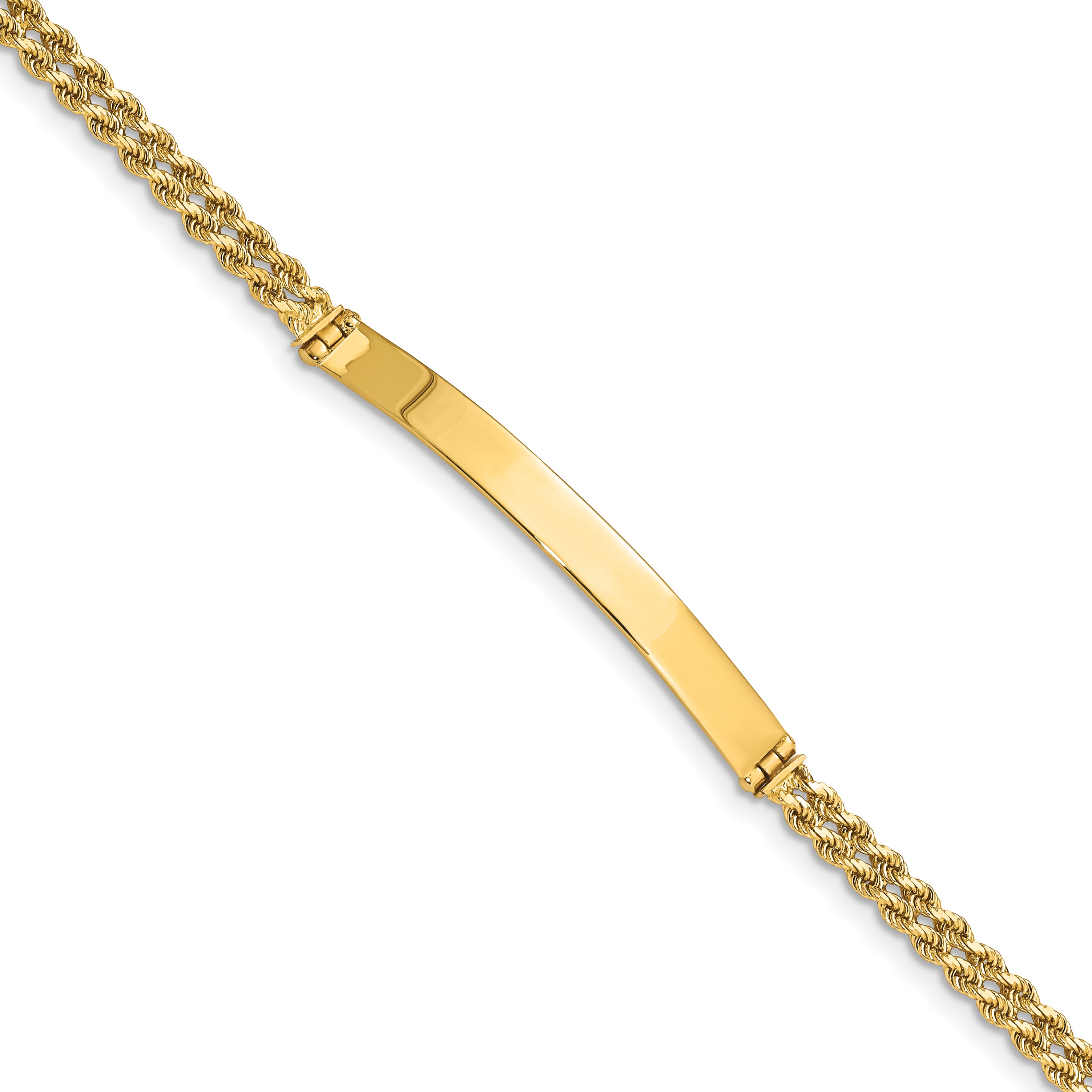 14k Yellow Gold Two Strand Rope ID Bracelet