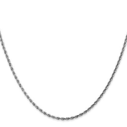 14k White Gold 14 inch 1.75mm Diamond-cut Rope with Lobster Clasp Chain