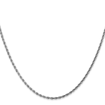 14k White Gold 28 inch 1.75mm Diamond-cut Rope with Lobster Clasp Chain Necklace