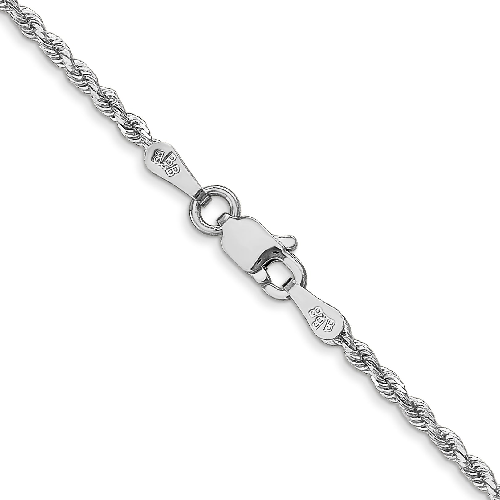 14k White Gold 14 inch 1.75mm Diamond-cut Rope with Lobster Clasp Chain