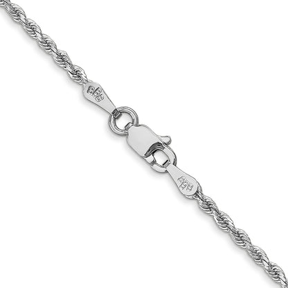 14k White Gold 14 inch 1.75mm Diamond-cut Rope with Lobster Clasp Chain