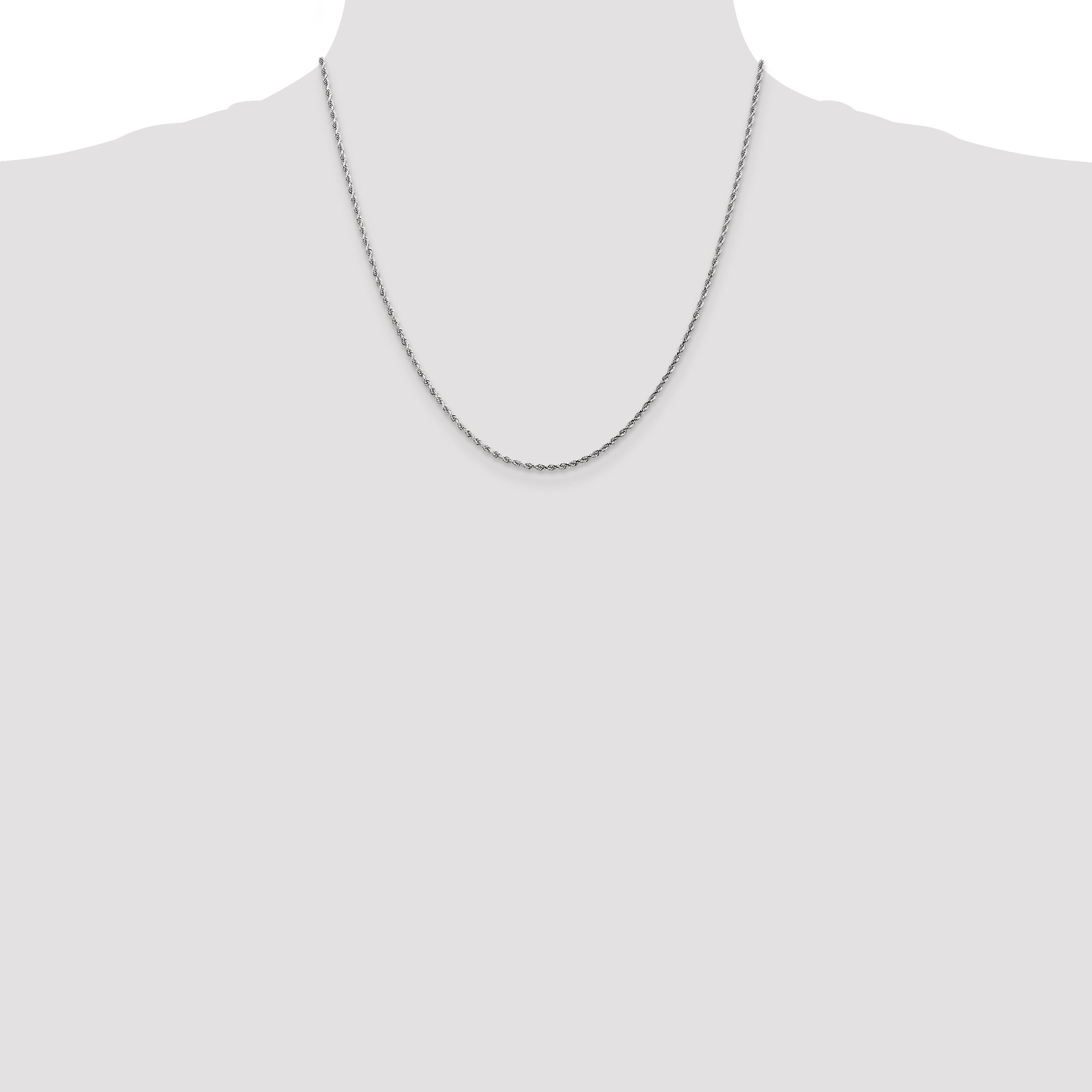 10K White Gold 1.75mm Diamond-Cut Rope Chain
