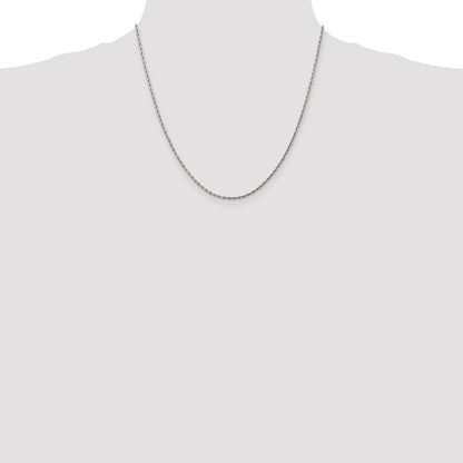 10K White Gold 1.75mm Diamond-Cut Rope Chain