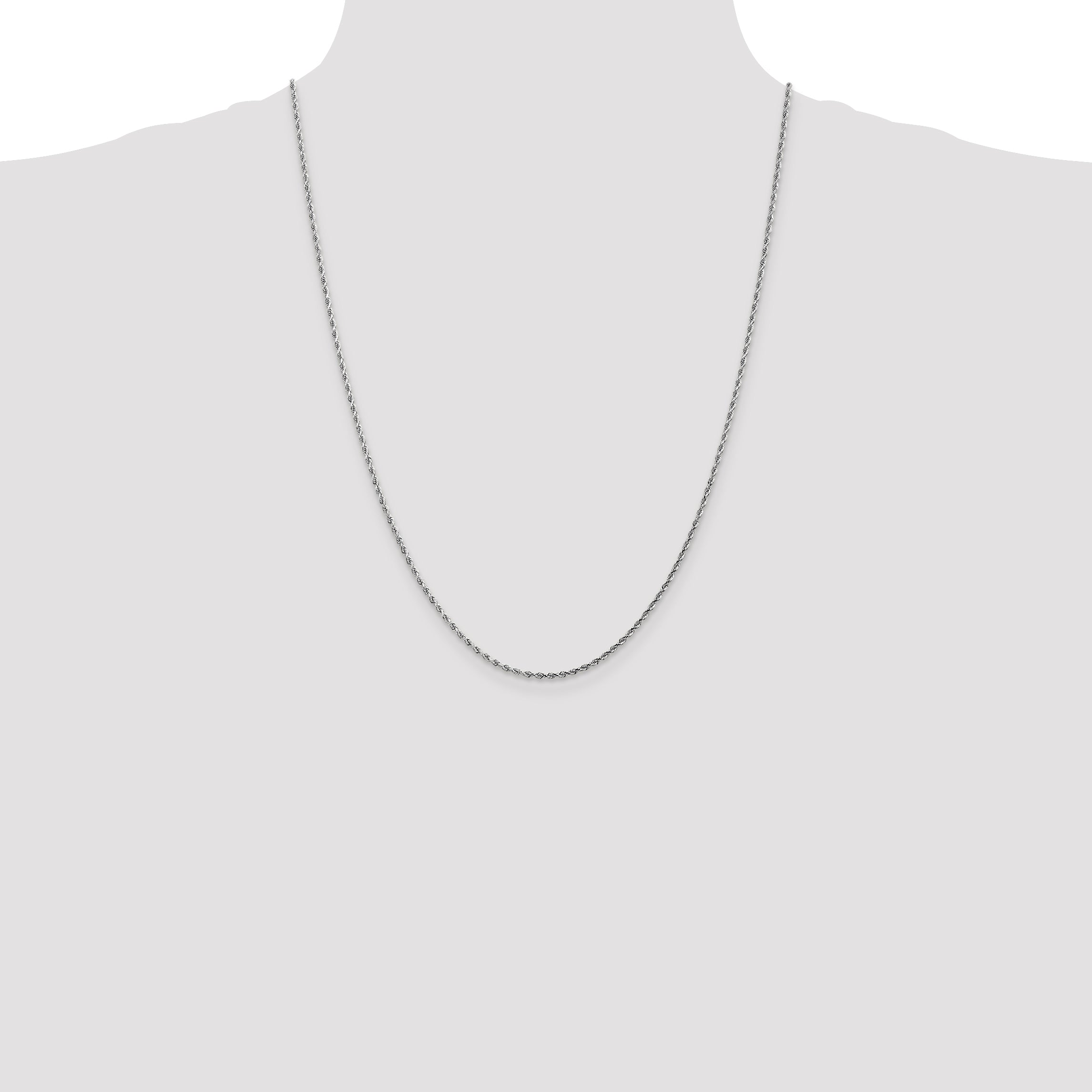 10K White Gold 1.75mm Diamond-Cut Rope Chain