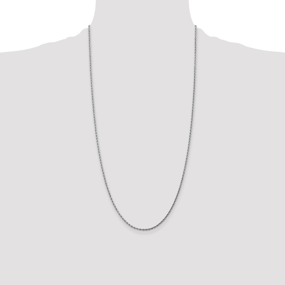 10k White Gold 1.75mm Diamond-cut Rope Chain Necklace