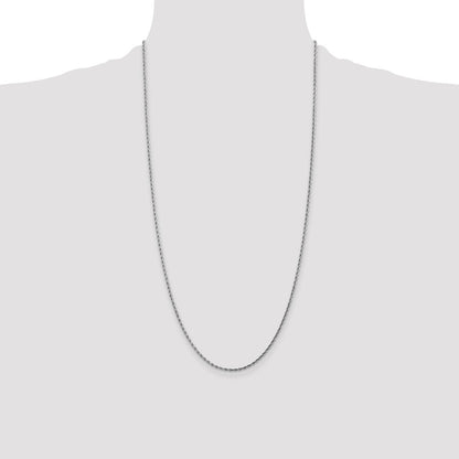 10k White Gold 1.75mm Diamond-cut Rope Chain Necklace
