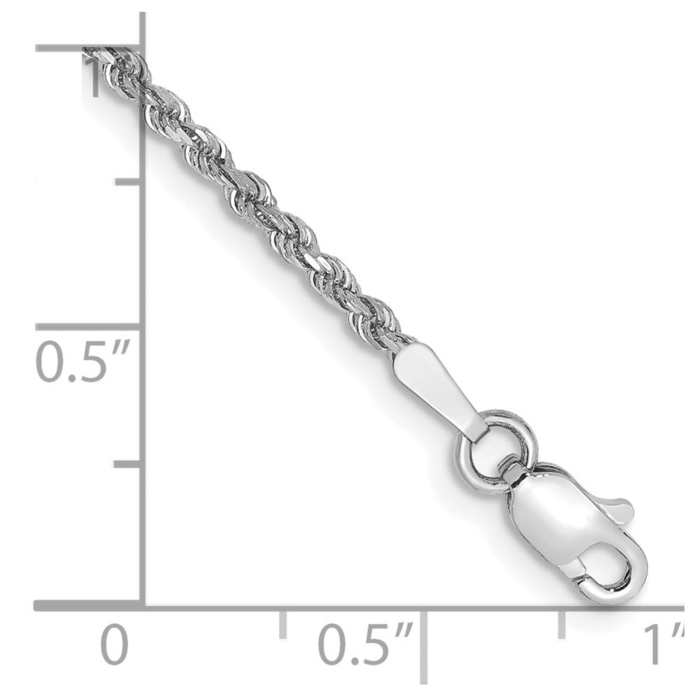 10k White Gold 1.75mm Diamond-cut Rope Chain Bracelet
