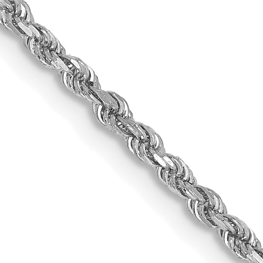 14k White Gold 14 inch 1.75mm Diamond-cut Rope with Lobster Clasp Chain