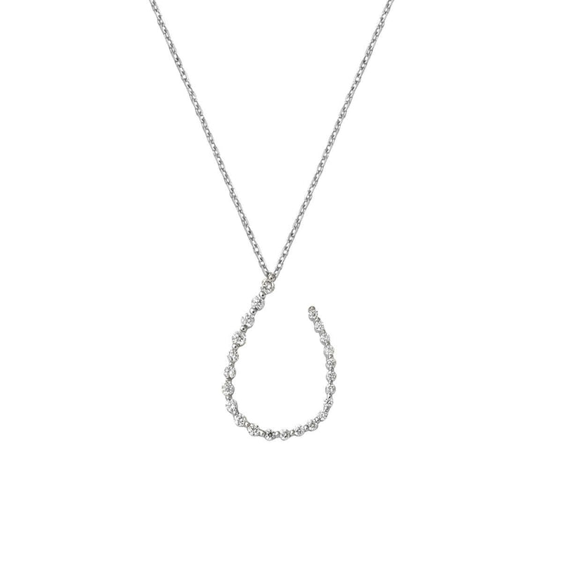 14K White Gold Teardrop Design Diamond Necklace