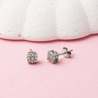 14K White Gold Coronet Diamond Earrings