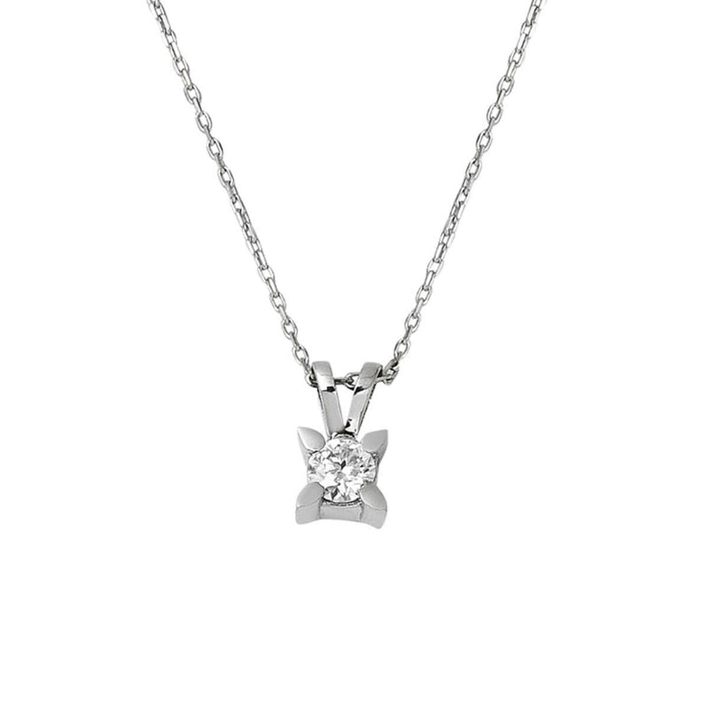 14K White Gold Moissanite Solitaire Necklace