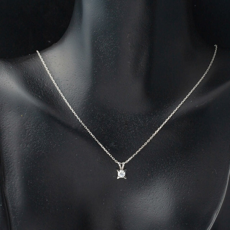 14K White Gold Moissanite Solitaire Necklace
