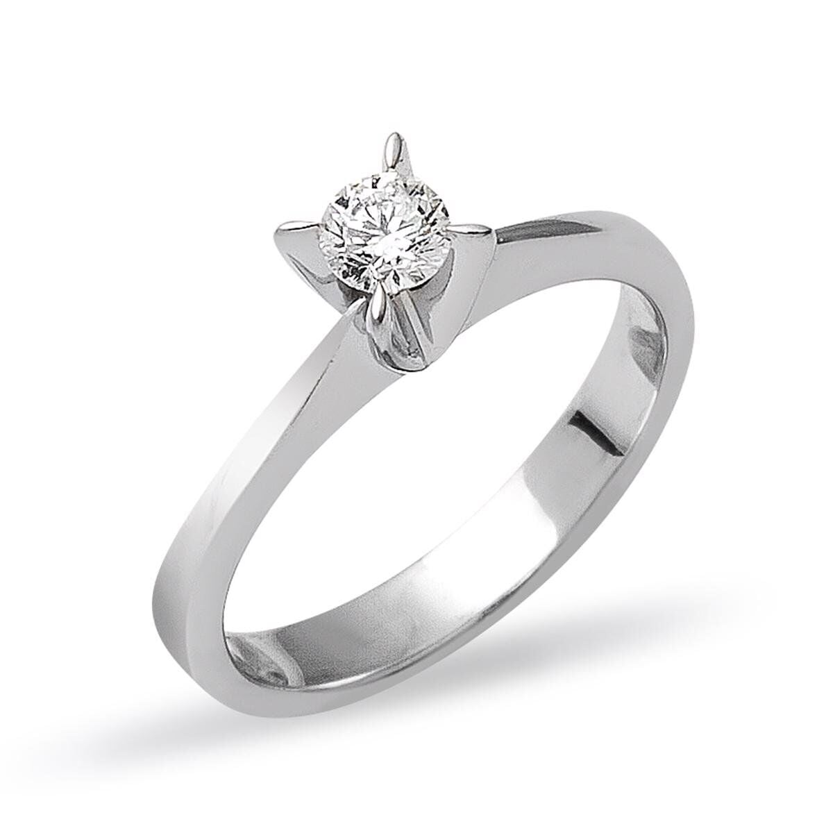 14K White Gold 0.16 Ct Solitaire Diamond Ring