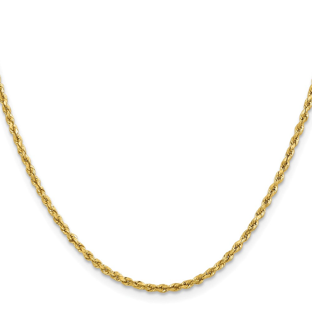 16 Inch 14k Yellow Gold 2mm Lightweight D/C Rope with Lobster Clasp Chain Necklace
