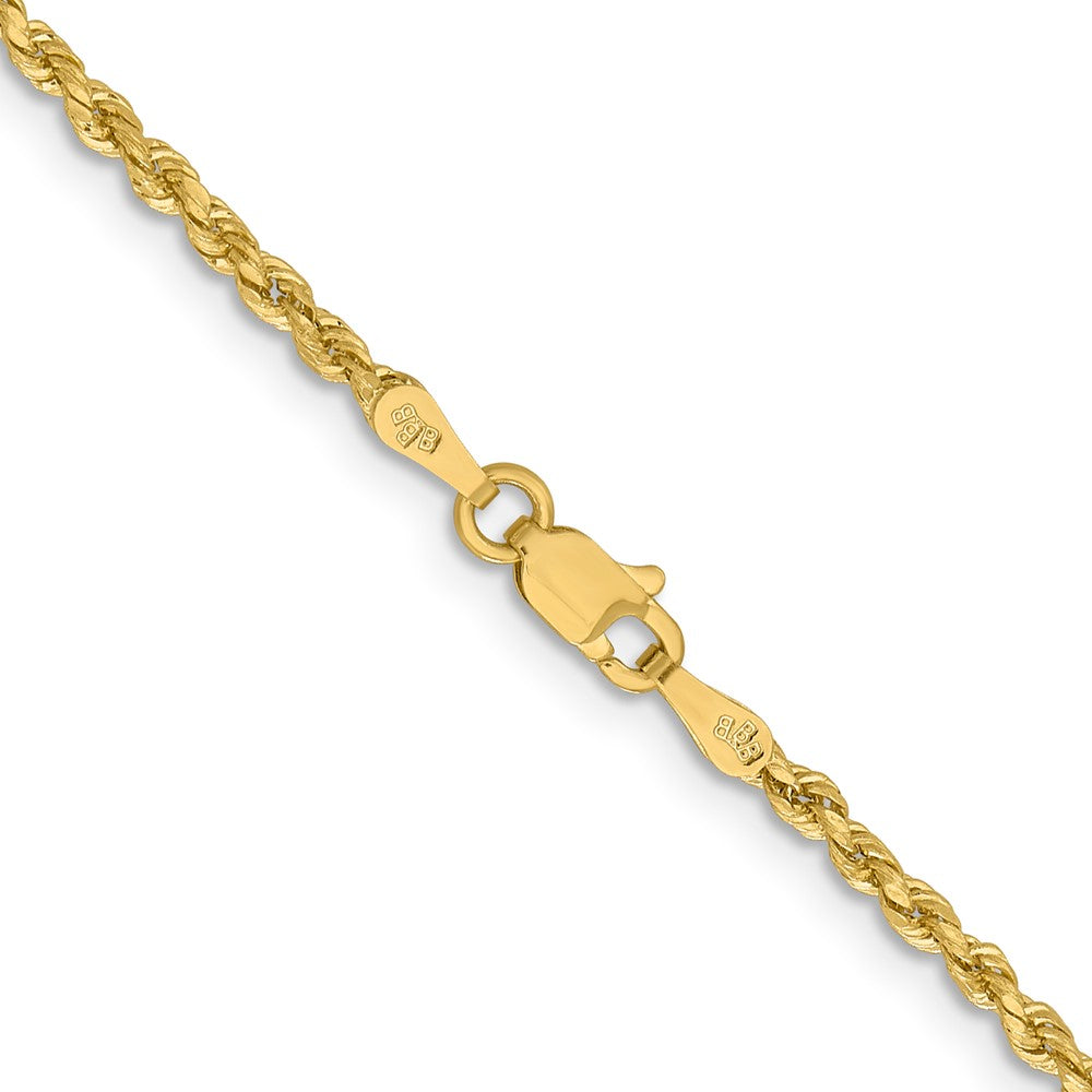 16 Inch 14k Yellow Gold 2mm Lightweight D/C Rope with Lobster Clasp Chain Necklace