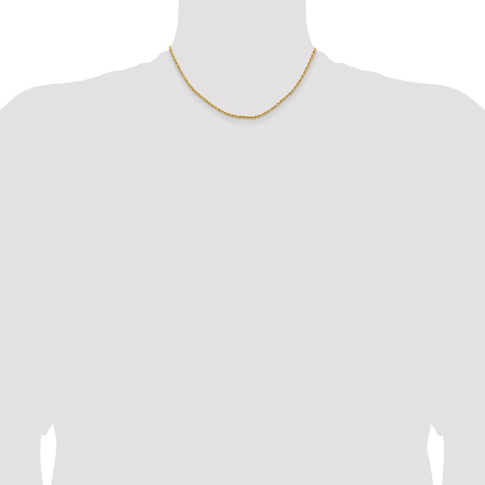 16 Inch 14k Yellow Gold 2mm Lightweight D/C Rope with Lobster Clasp Chain Necklace