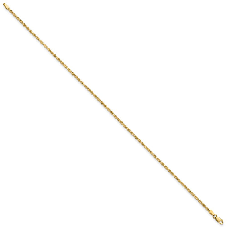 14k Yellow Gold 2mm Diamond-cut Rope with Lobster Clasp Chain Anklet