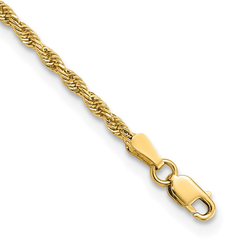 14k Yellow Gold 2mm Diamond-cut Rope with Lobster Clasp Chain Anklet