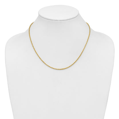 14k Yellow Gold 2mm Diamond-cut Rope with Lobster Clasp Chain Necklace