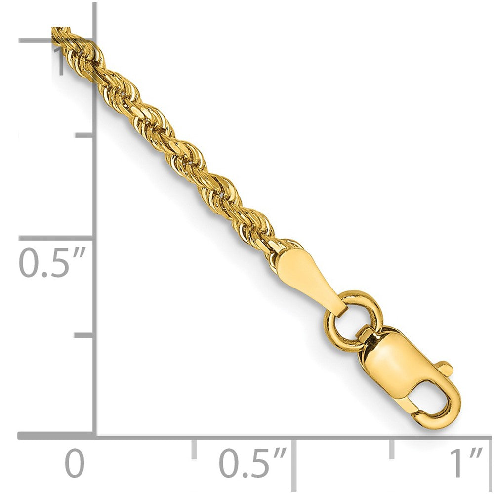 14k Yellow Gold 9 inch 2mm Diamond-cut Rope with Lobster Clasp Anklet