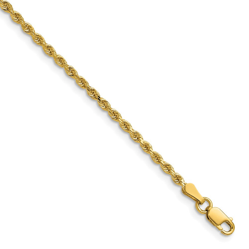 14k Yellow Gold 2mm Diamond-cut Rope with Lobster Clasp Chain Necklace