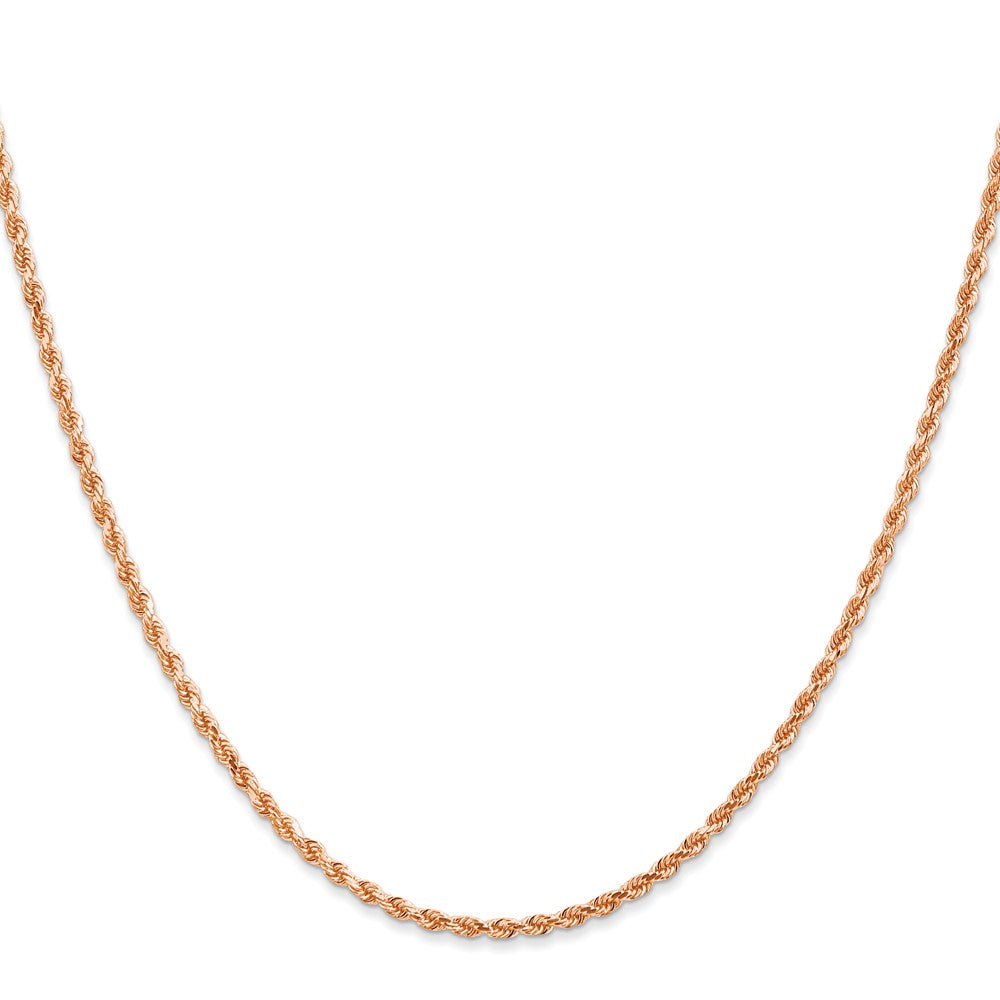 14k Rose Gold 2mm Diamond-cut Rope with Lobster Clasp Chain Necklace