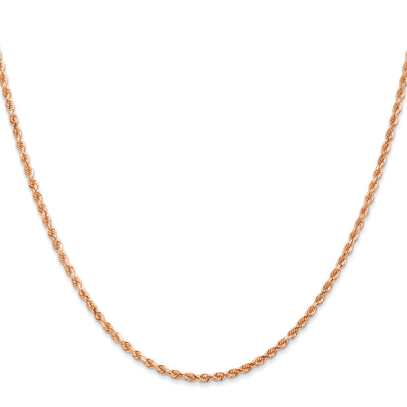 14k Rose Gold 2mm Diamond-cut Rope with Lobster Clasp Chain Necklace