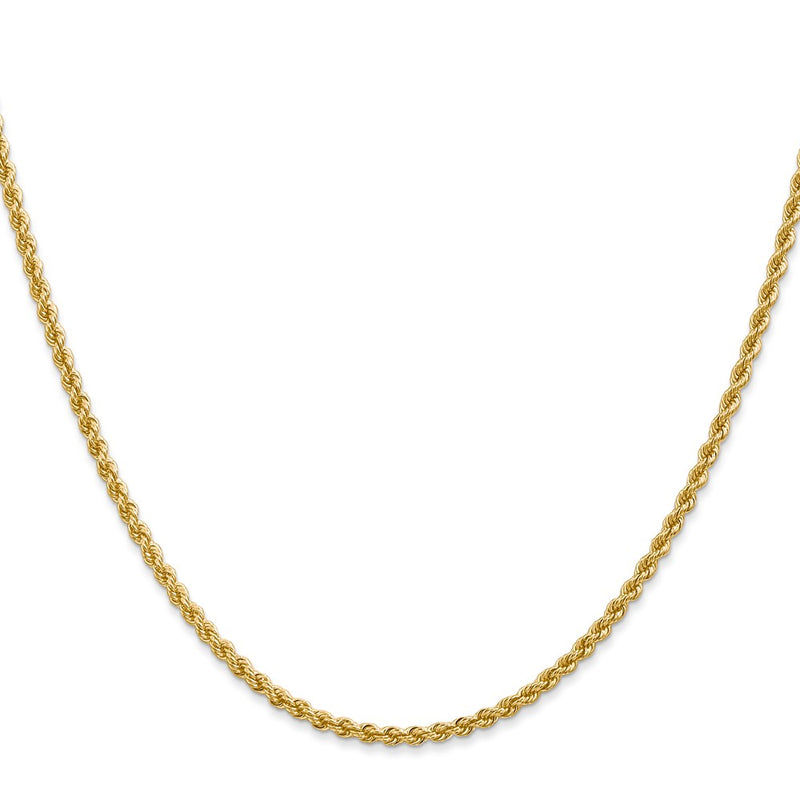 14k Yellow Gold 2.25mm Regular Rope with Lobster Clasp Chain Necklace