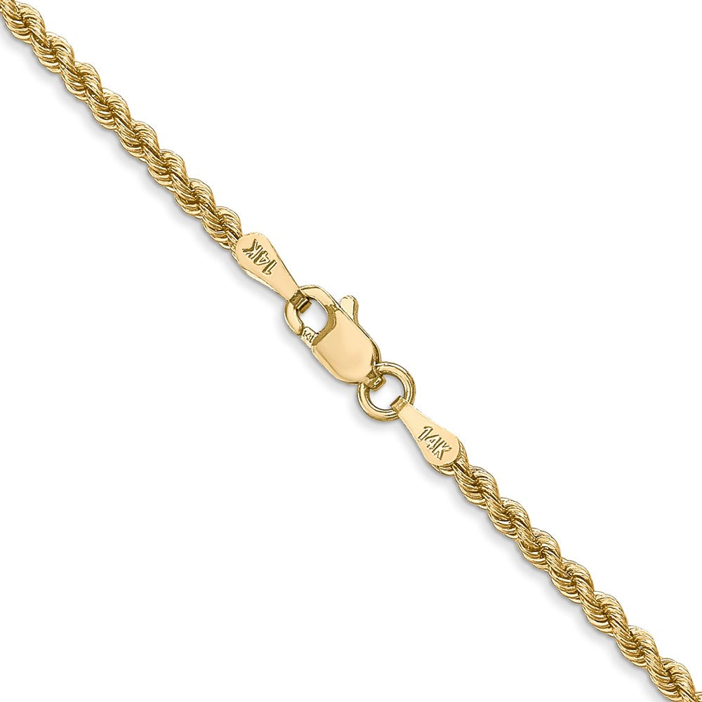 14k Yellow Gold 36 inch 2.25mm Regular Rope with Lobster Clasp Chain Necklace