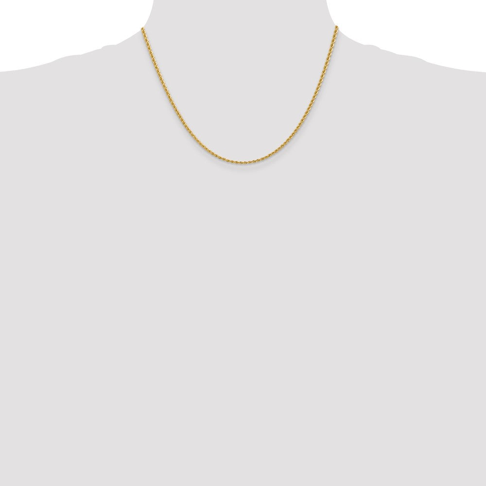 14k Yellow Gold 2.25mm Regular Rope with Lobster Clasp Chain Necklace