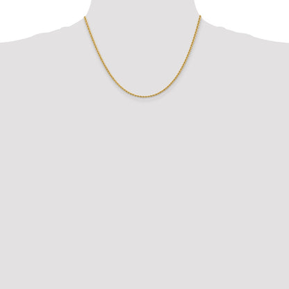 14k Yellow Gold 2.25mm Regular Rope with Lobster Clasp Chain Necklace