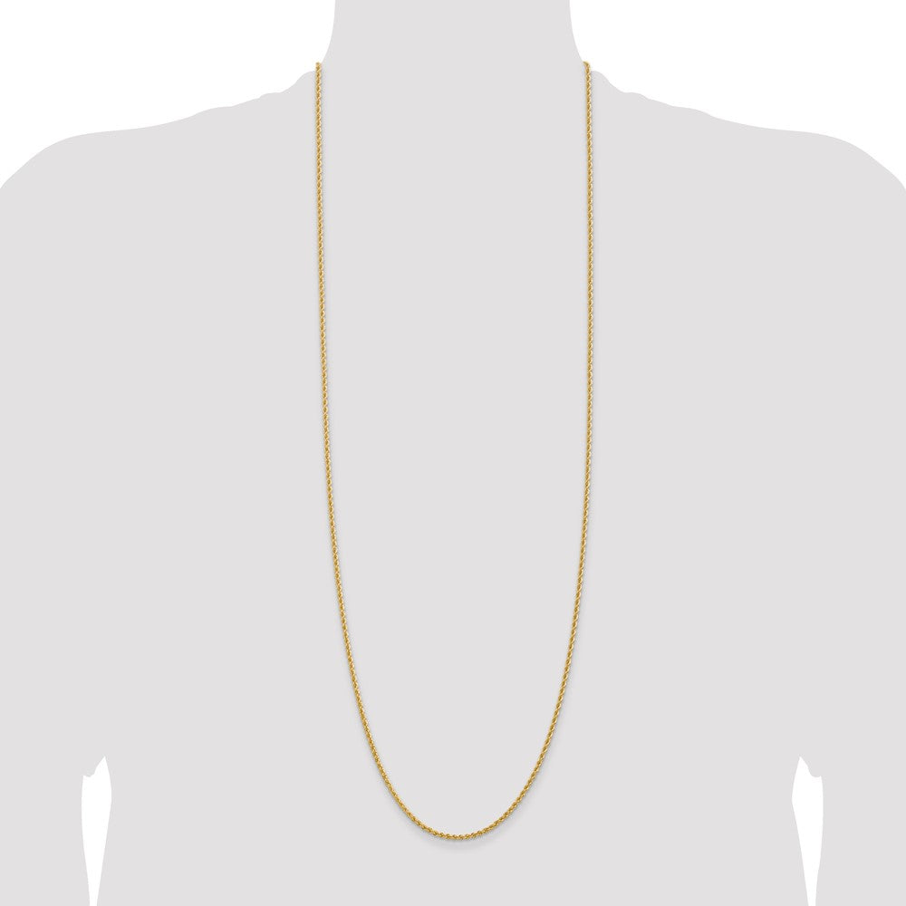 14k Yellow Gold 36 inch 2.25mm Regular Rope with Lobster Clasp Chain Necklace
