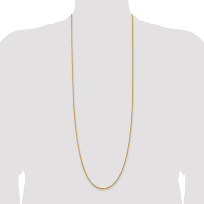 14k Yellow Gold 36 inch 2.25mm Regular Rope with Lobster Clasp Chain Necklace