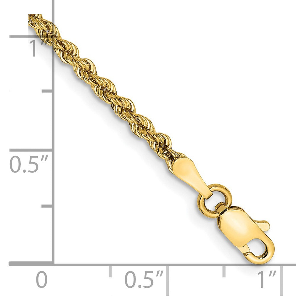 14k Yellow Gold 8 inch 2.25mm Regular Rope with Lobster Clasp Chain Bracelet