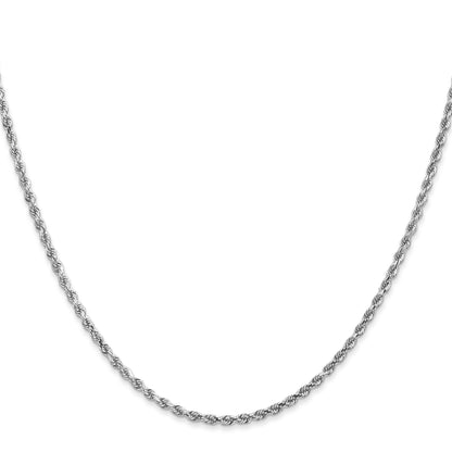 14k White Gold 14 inch 2mm Diamond-cut Rope with Lobster Clasp Chain