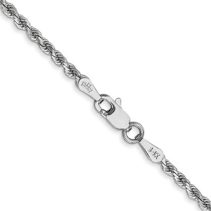 14k White Gold 14 inch 2mm Diamond-cut Rope with Lobster Clasp Chain