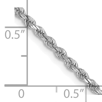 14k White Gold 14 inch 2mm Diamond-cut Rope with Lobster Clasp Chain