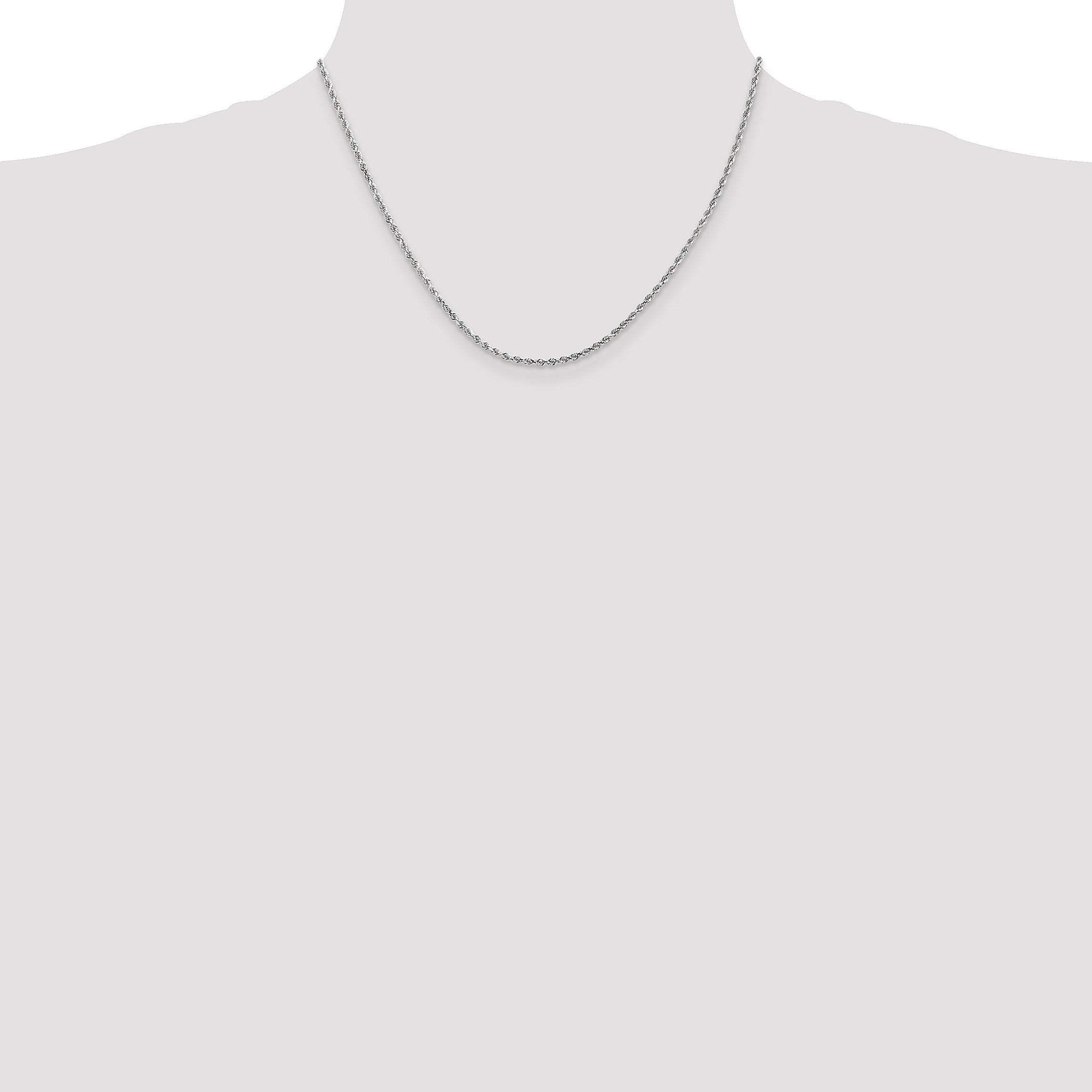 10K White Gold 2mm Diamond-Cut Rope Chain