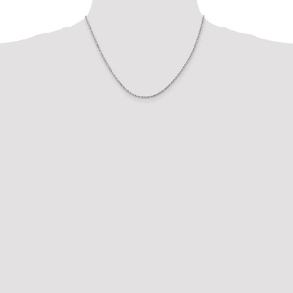 10K White Gold 2mm Diamond-Cut Rope Chain