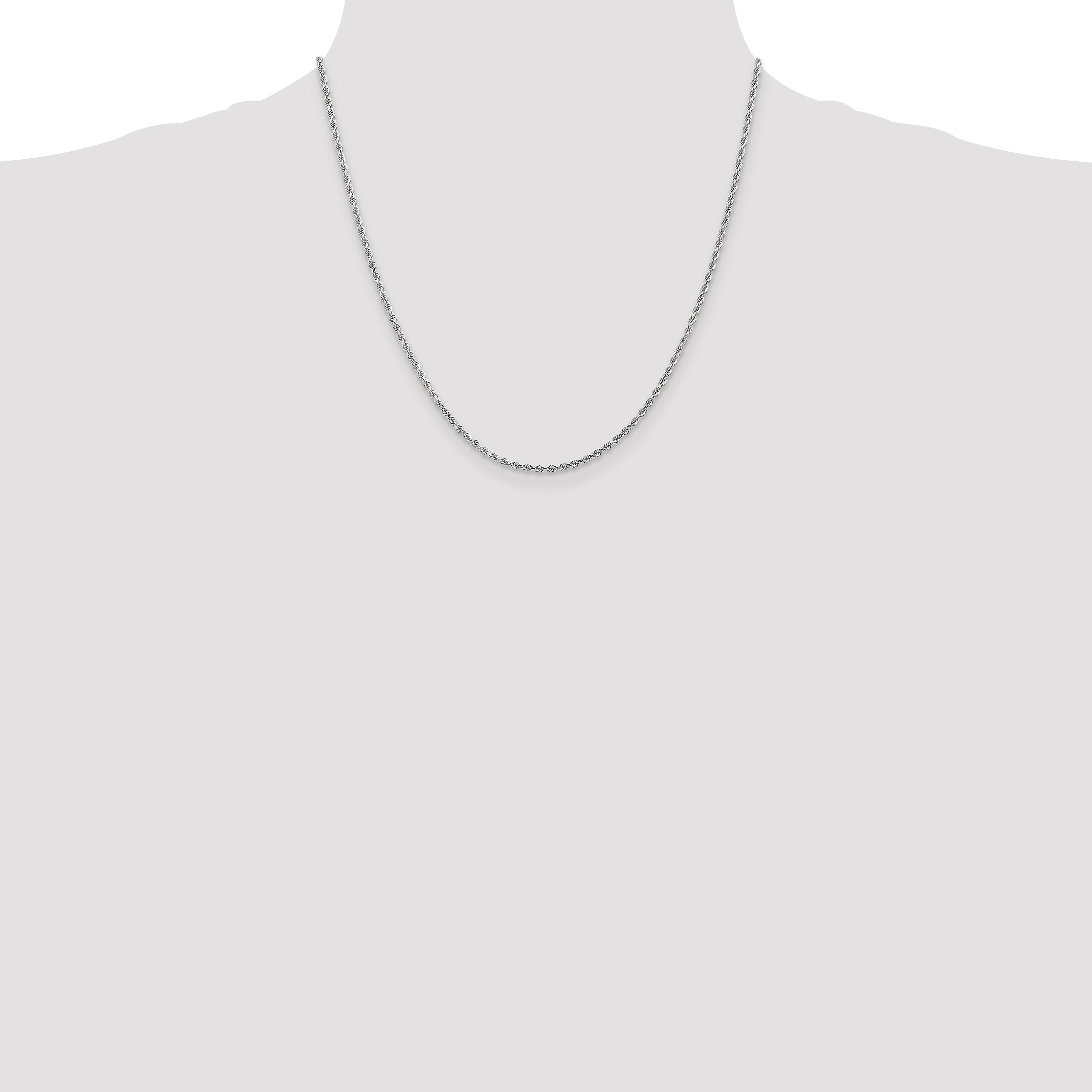 10K White Gold 2mm Diamond-Cut Rope Chain
