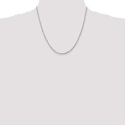 10K White Gold 2mm Diamond-Cut Rope Chain