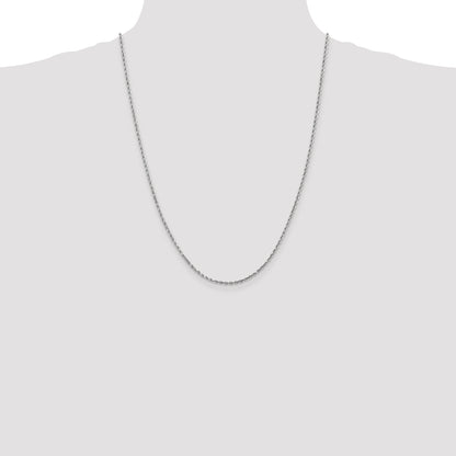 10K White Gold 2mm Diamond-Cut Rope Chain